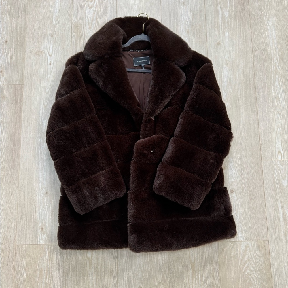 Luxurious Brown Faux Fur Coat